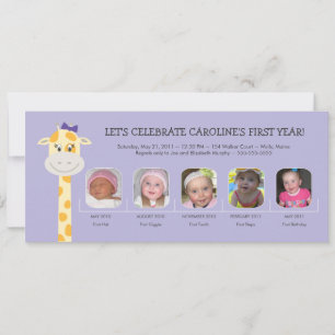 Flicka First Birthday År Inbjudningar