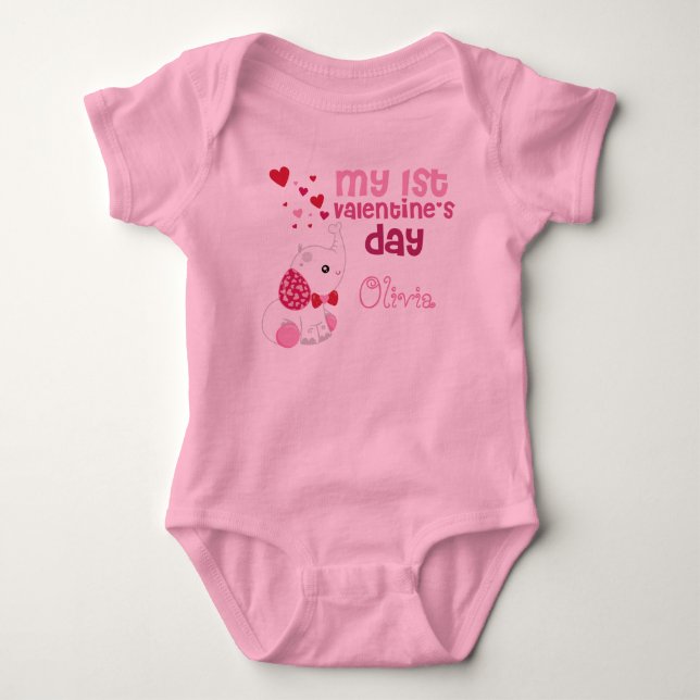 Flicka First Valentine Day Cute Rosa Tee (Framsida)