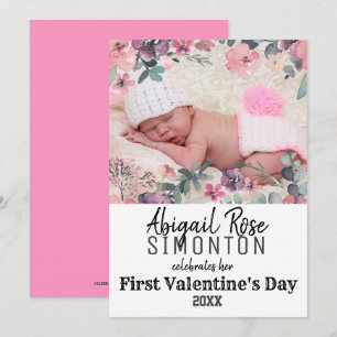 Flicka First Valentine Day Photo Card Inbjudningar