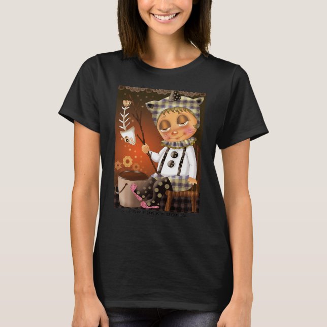 Flicka fiskar på månen t shirt (Framsida)