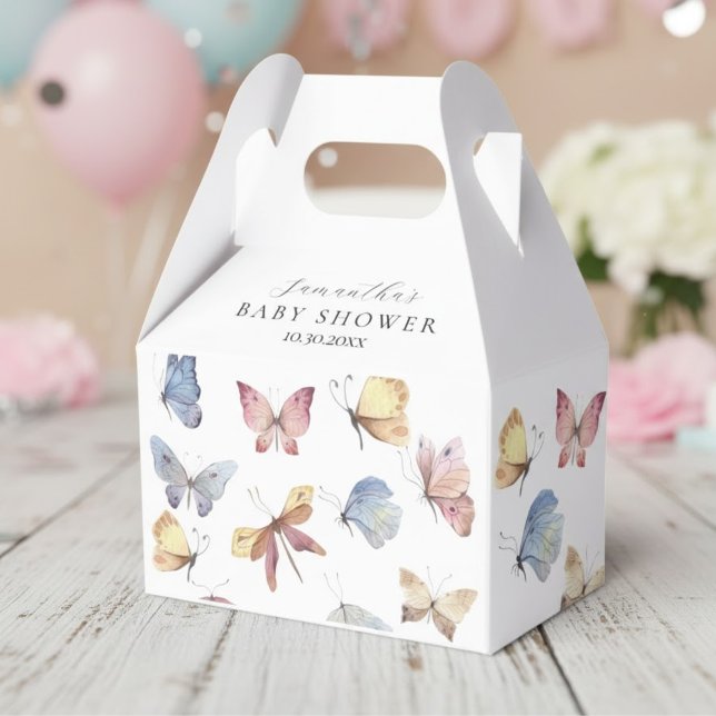 Flicka Fjäril Baby Shower Papperskopp Presentaskar (Butterfly Favor Box)