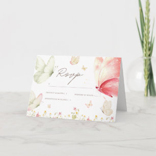 Flicka Fjäril Babyshower RSVP Kort Blommig Boho