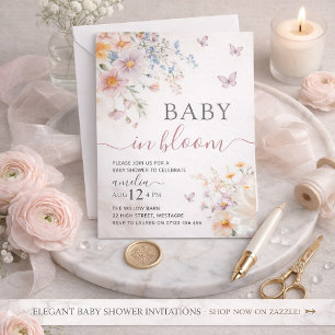 Flicka Fjäril Bebis Baby Shower Inbjudan