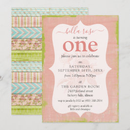 Flicka Födelsedag Sjabbiga Rosor Stuga Anpassad Ål Inbjudningar