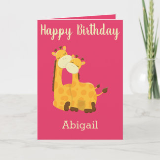 Flicka födelsedagen med Giraffes Kort