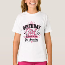 Flicka Födelsedagspresent T-Shirt - Anpassad rosa 
