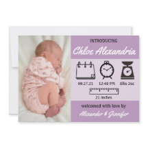 Flicka födelseland Lila Announement