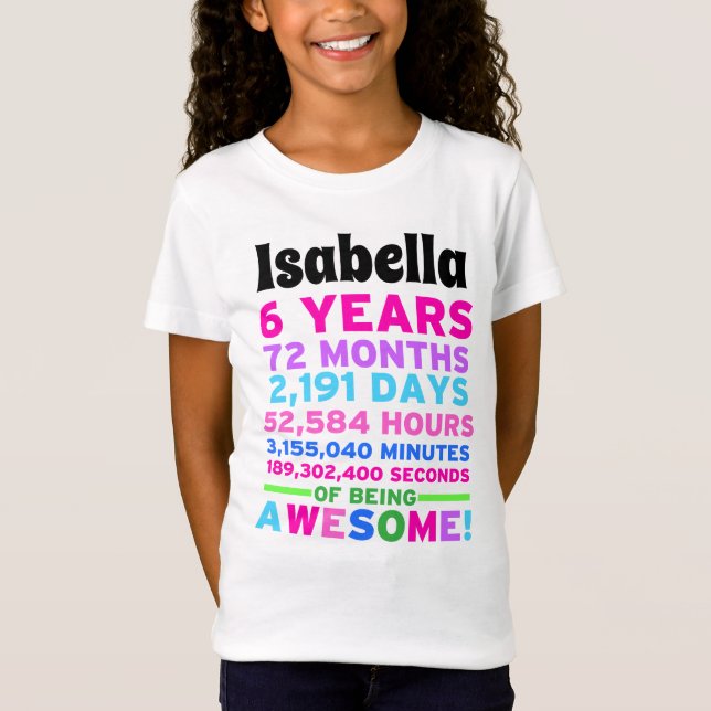 flicka för 6efödelsedagskjorta sex år av t shirt (Framsida)