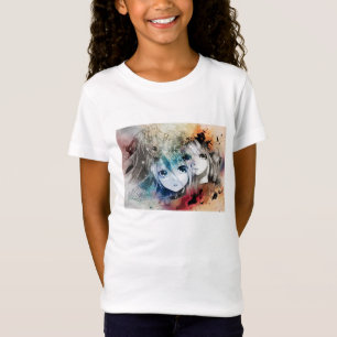 Flicka för Animevintageansikten inpassad Bella T-shirt