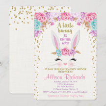 Flicka för babyduschinbjudan till Bunny påsk