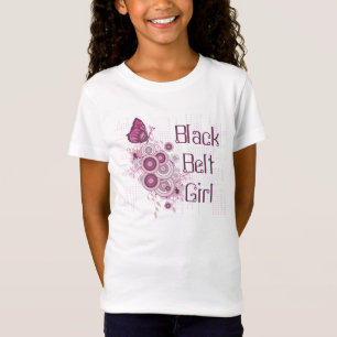 Flicka för bälte för fjärilskampsportsvart tee shirt