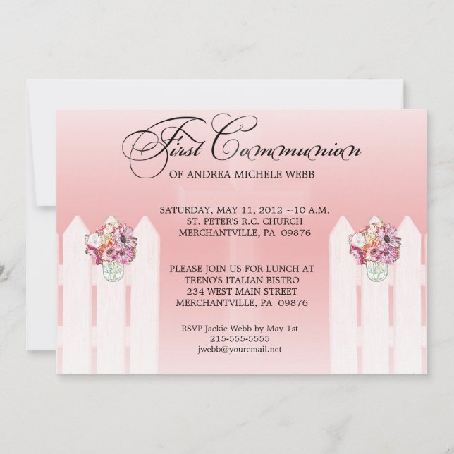 Flicka för blom- inbjudan för nattvardsgång (Framsida)