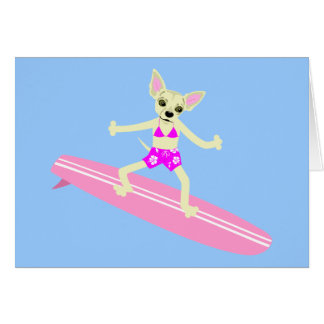 Flicka för ChihuahuaLongboard surfare Hälsningskort