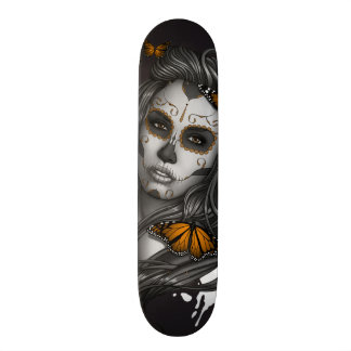 Flicka för day of the deadsockerskalle old school skateboard bräda 18 cm