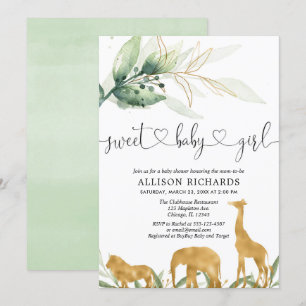 Flicka för inbjudan för Safariflickababy shower