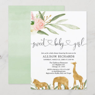 Flicka för inbjudan för Safariflickababy shower