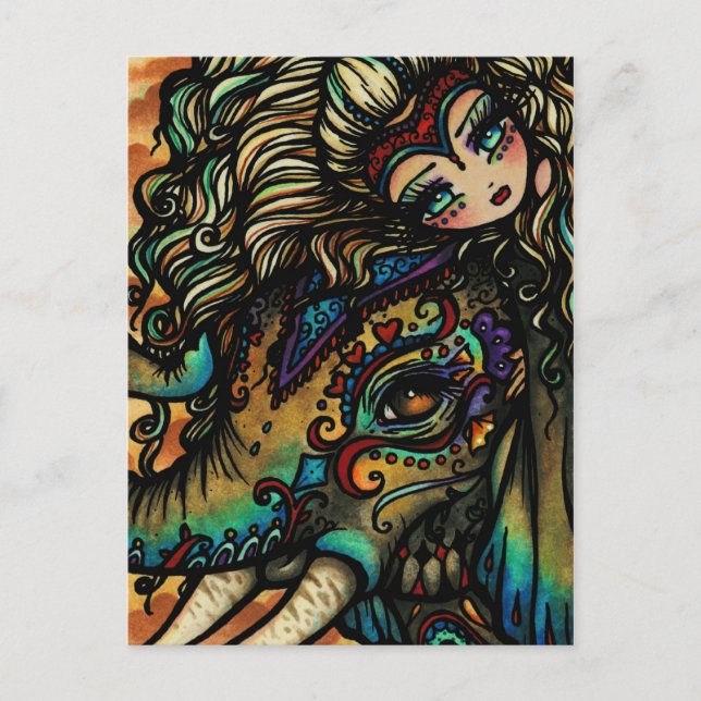 Flicka för konst för fantasi för vykort (Framsida)