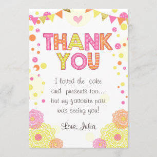 Flicka för kort för tack för