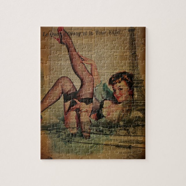 flicka för paris eiffel tornbachelorette pussel (Vertikal)