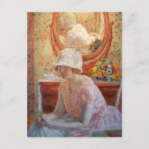 Flicka före Spegel Frederick Carl Frieseke Vykort