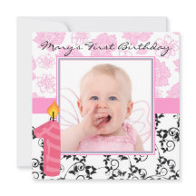 Flicka först Födelsedagsfest inbjudan