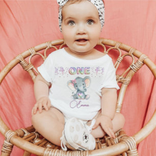 Flicka första födelsedag Namn Elephant Cute One T Shirt
