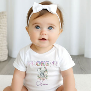 Flicka första födelsedag Namn Elephant Cute One T Shirt