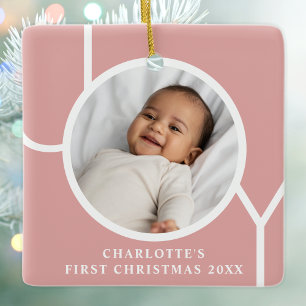 Flicka Första jul Photo Rosa Julgransprydnad Keramik