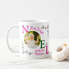 Flicka Första julen Rosa First Noel Photo Kaffemugg