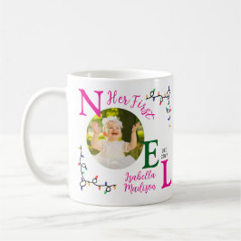 Flicka Första julen Rosa First Noel Photo Kaffemugg
