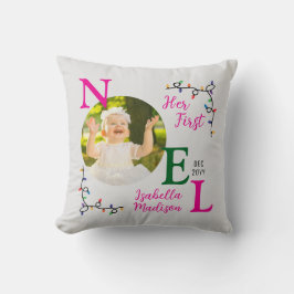 Flicka Första julen Rosa First Noel Photo Kudde