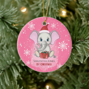 Flicka Första julklappen Elephant Helgdagars Julgransprydnad Keramik