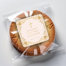 Flicka Första Kommunion Rosa Falskt Guld Vintage O