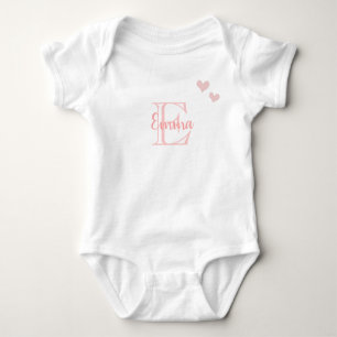 Flicka första Namn Rosa Monogram Heart T Shirt