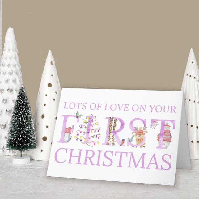 Flicka Första Personligen för jullurkor i  Helgkort (Baby Girl 1st Christmas Card. Buy professionally printed or as a printable digital download.)