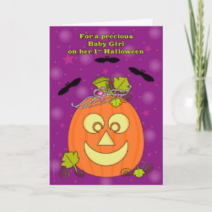 Flicka första Princess för Halloween pumpa Kort