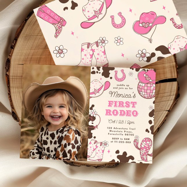 Flicka Första Rodeo 1-års födelsedagsfest foto Inbjudningar (Skapare uppladdad)