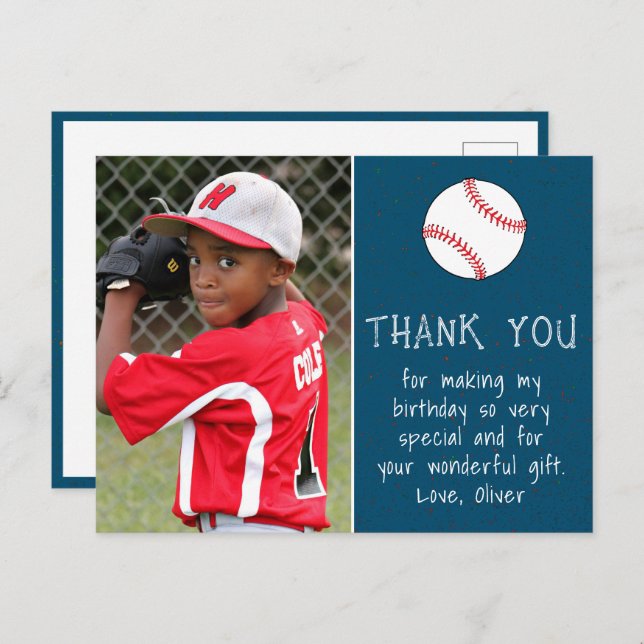 Flicka Foto Baseboll Boll Tack Födelsedag  Vykort (Fram/baksida)