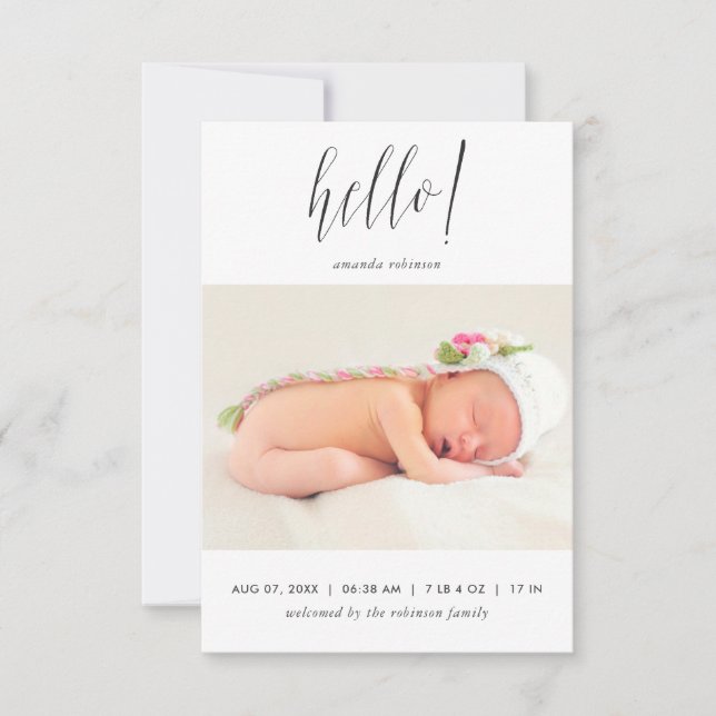 Flicka Fotofödelsemeddelande Meddelande (Framsida)