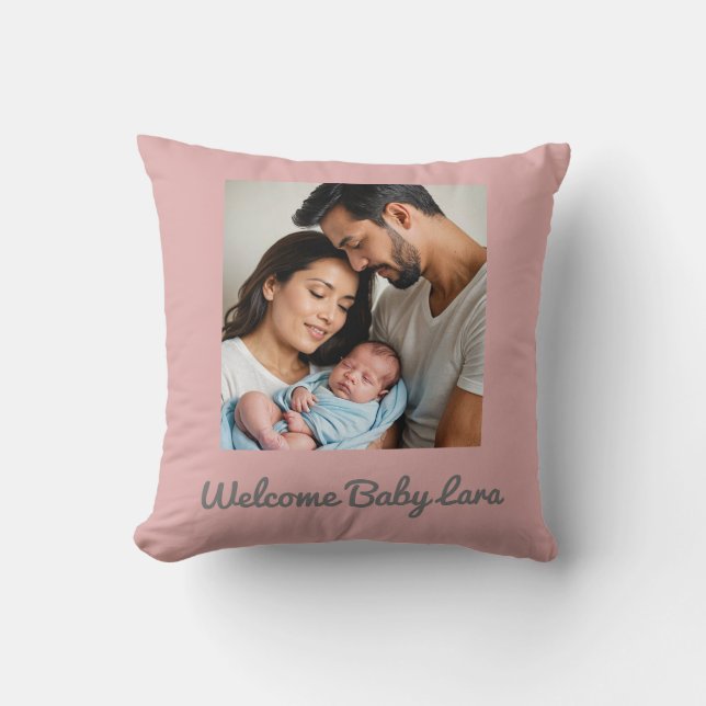 flicka fotot namn anpassningsbar Baby Cushion Kudde (Framsida)