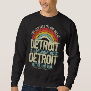 Flicka Från Detroit Michigan Hemstad Hem Detroit Lång Ärmad Tröja