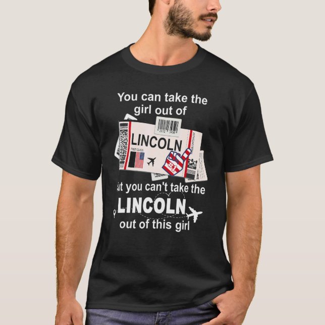Flicka från Lincoln Boarding Pass Flight Biljett L T Shirt (Framsida)