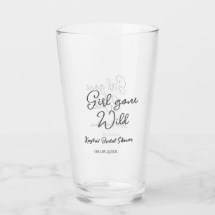 Flicka galen bröllopsfest namndatum enkel mini glaskopp