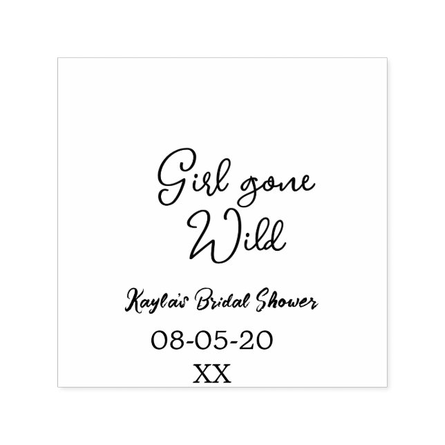 Flicka galen bröllopsfest namndatum enkel mini självfärgande stämpel (Design)