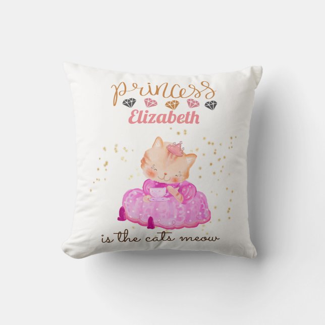 Flicka-gåvor 1:a födelsedag Princess Cats Kudde (Framsida)