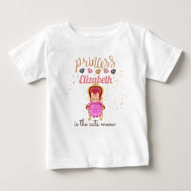 Flicka-gåvor 1:a födelsedag Princess Cats T Shirt (Framsida)