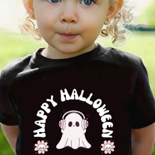 Flicka Ghost Happy halloween Småbarn Girl Skate T Shirt