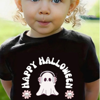 Flicka Ghost Happy halloween Småbarn Girl Skate T Shirt