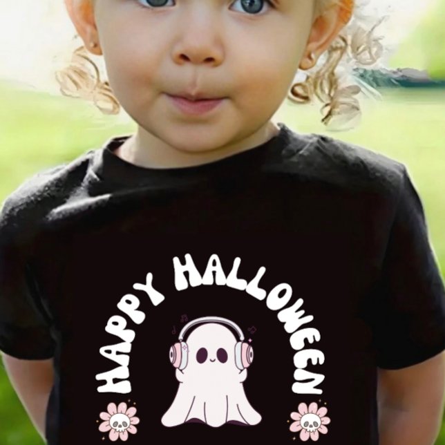 Flicka Ghost Happy halloween Småbarn Girl Skate T Shirt (Skapare uppladdad)
