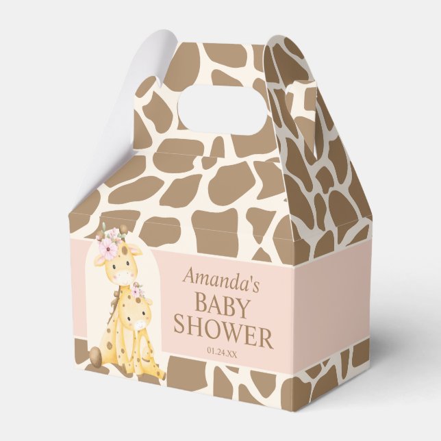 Flicka Giraff Baby Shower Gavel Box Presentaskar (Framsidan Sidan)